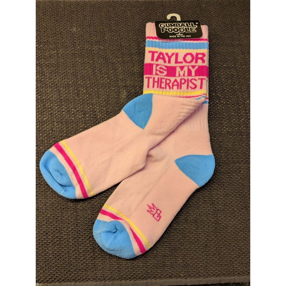 Gumball Poodle‎ Taylor Is My Therapist Socks | Swiftie Fan Merch Pink Novelty